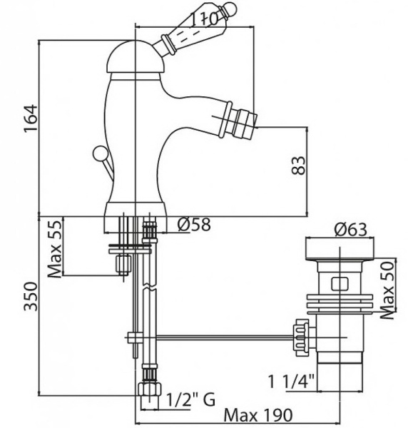 Смеситель для биде Cezares Vintage VINTAGE-BSM1-02-Sw Бронза