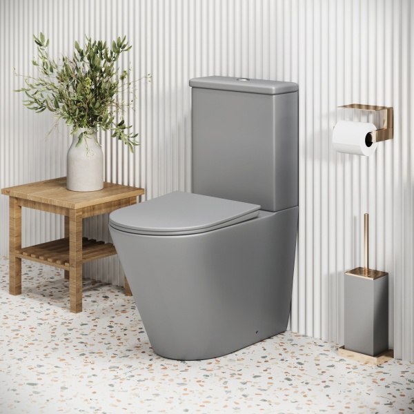 Унитаз GR-4480GLMS Color (620*365*810) СВЕТЛО-СЕРЫЙ МАТОВЫЙ напольный БЕЗОБОДКОВЫЙ, 2 мес