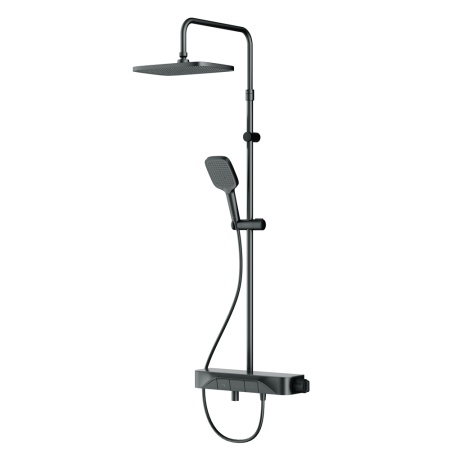 F078F722 Func, душ.система: см-ль-полка д/ванны/душа, душ.штанга, верхн. душ квадр., ручн.душ, черн.