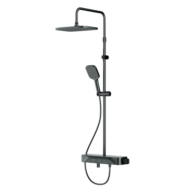 F078F722 Func, душ.система: см-ль-полка д/ванны/душа, душ.штанга, верхн. душ квадр., ручн.душ, черн.