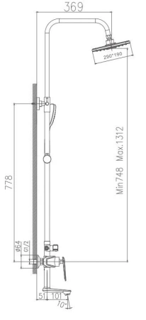 Душевая система 290x190 мм Haiba HB24548-8