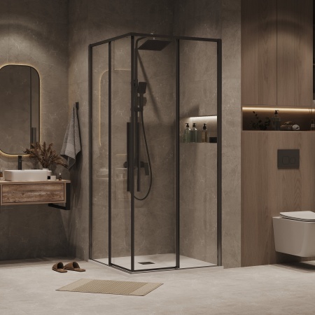 Душ.ограждение 300.K33.01.9090.42.00 Galaxy (90*90*195) квадрат,раздвиж,графит сатин,стекло прозрач