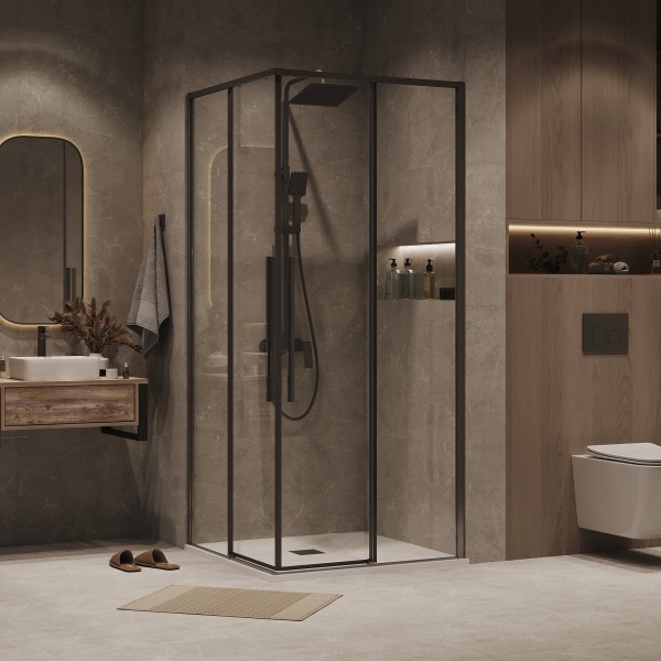 Душ.ограждение 300.K33.01.9090.42.00 Galaxy (90*90*195) квадрат,раздвиж,графит сатин,стекло прозрач