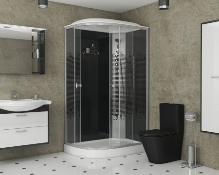 Душ.каб. NG-4512-14L BLACK (1200х800х2150) низкий поддон(13см) стекло МОЗАИКА 3 места