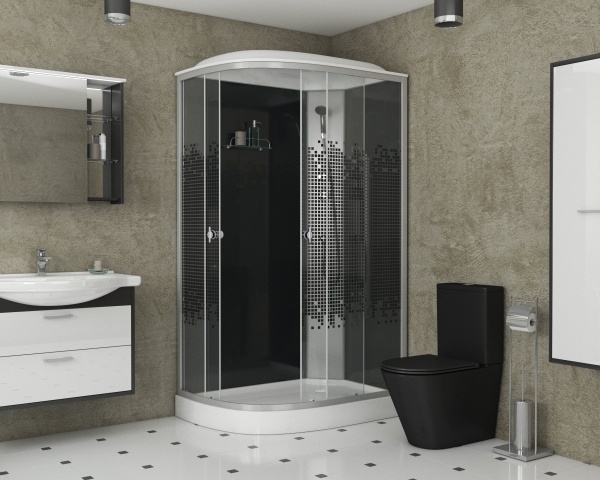 Душ.каб. NG-4512-14L BLACK (1200х800х2150) низкий поддон(13см) стекло МОЗАИКА 3 места