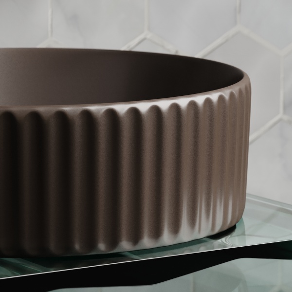 CN6057MDB Умывальник чаша накладная круглая (цвет Темно-Коричневый Матовый) 360*360*115мм