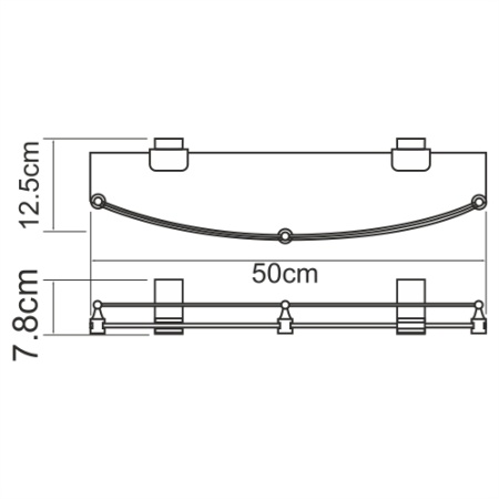 Lopau K-6044 Полка стеклянная с бортиком