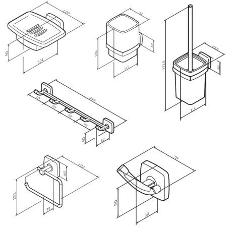 AK90D2106B Gem набор аксессуаров для зоны красоты и туалета, черный