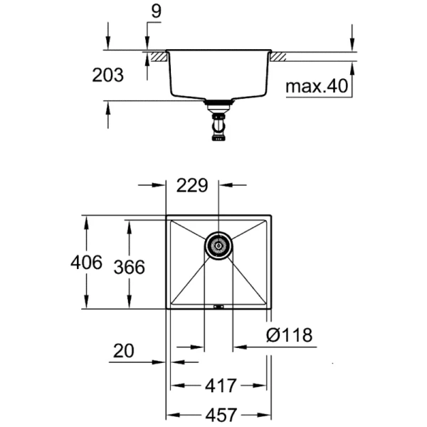 Кухонная мойка Grohe K700 черный 31653AP0