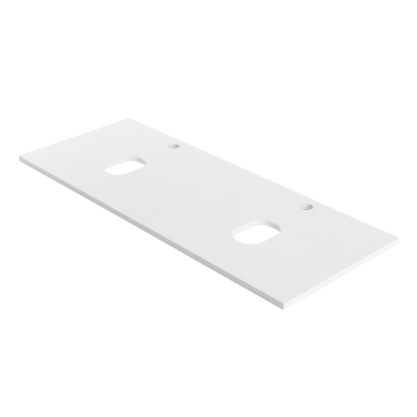 Столешница из МДФ с двумя отверстиями под раковину и с двумя отверстиями под смеситель BelBagno EK-120-2-BO Bianco Opaco