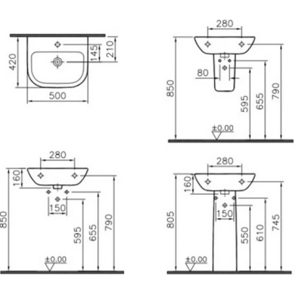 Пьедестал VITRA S20, фарфор, полукруглый, белый, напольный, 68 см x 23 см