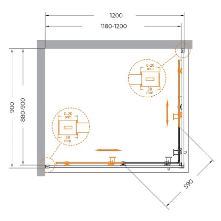 Душевой уголок Cezares Relax-304 120x90 RELAX-304-AH-2-120/90-C-GM профиль Оружейная сталь стекло прозрачное