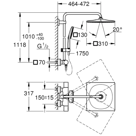 Душевая система 310 мм Grohe Rainshower SmartActive 26649000