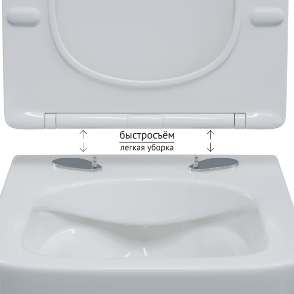 Унитаз BERGES подвесной FLOE S Rimless 51 см, сиденье дюропласт Floe S Slim SO, микролифт, быстросъём