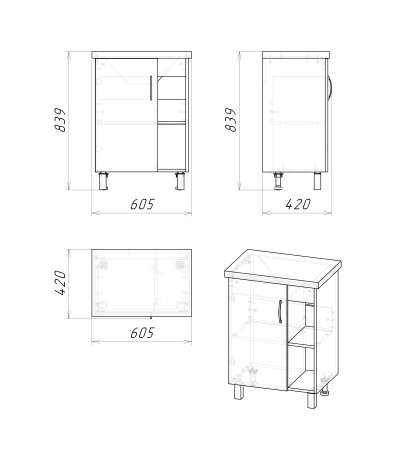 Тумба без раковины напольная "ФЛАЙ-60 см" дуб сонома/белая (ум.Фостер-60)