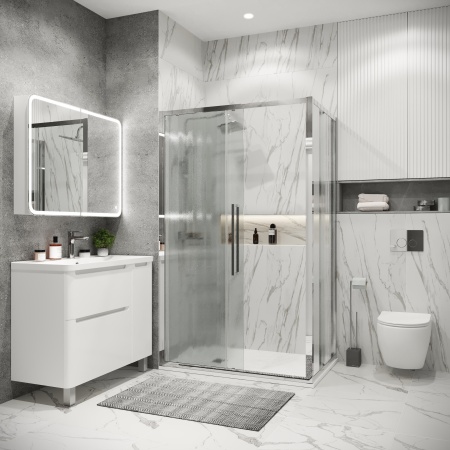 Душ.ограждение 120.K33.02.1090.10.02 Cosmo (100*90*195) хром, стекло шиншилла, 2 места