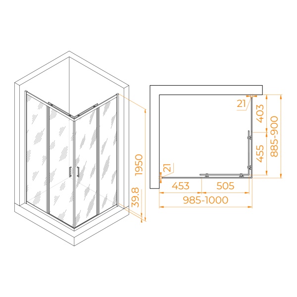 Душевой уголок RGW PA-040B