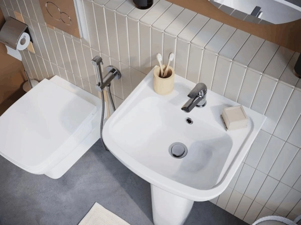 Раковина Santek "Лонги", подвесная, овальная, белая, санфарфор, 55х42 см