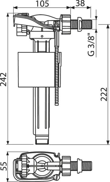 Наливной механизм для бачка AlcaPlast A150-3/8"