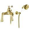Смеситель на борт ванны с ручным душем Золото 24 карат, ручка белая Cezares Margot MARGOT-PBVM-03/24-Bi