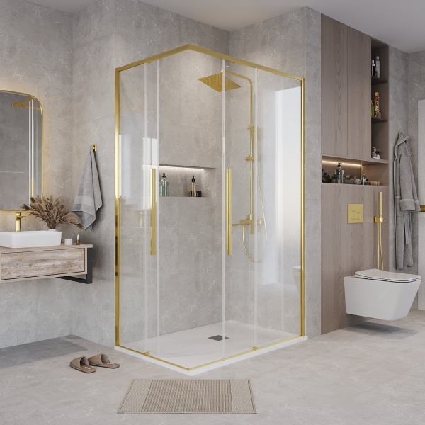 Душ.ограждение 300.K33.01.1280.32.00 Galaxy (120*80*195) золото сатин, стекло прозрачное, 2 места