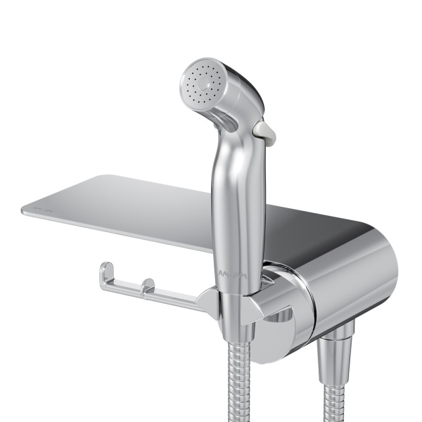 F0H8F900 Func, гигиенический набор со смесителем для душа с полкой, хром, шт.