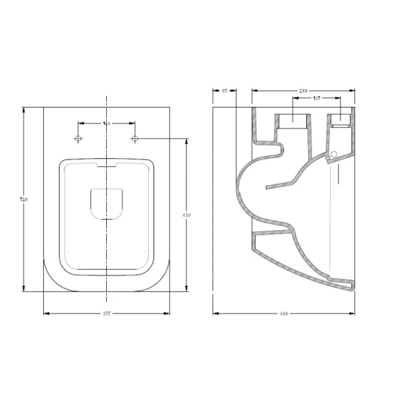 Унитаз подвесной Serel Rita RT26SL безободковый, с сиденьем микролифт, белый