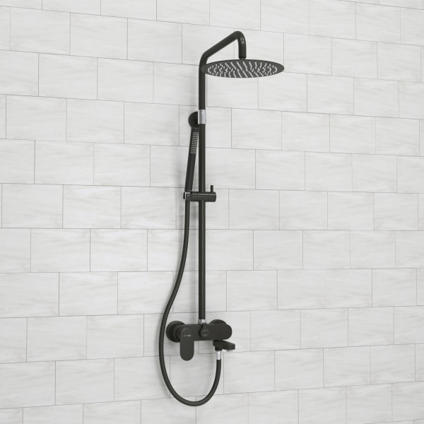 Душевой комплект WasserKRAFT Elbe 7400 A174.258.217.CB, тропический дождь, черный, матовый
