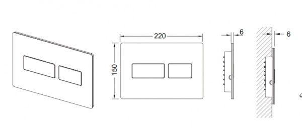 Клавиша смыва Tece Solid 9240431 для унитаза Хром
