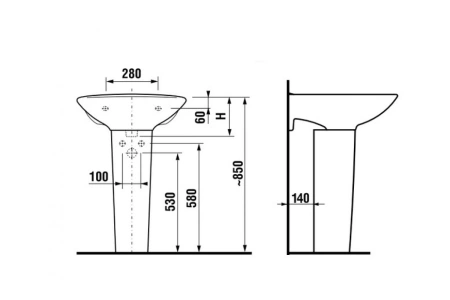 Пьедестал Jika Lyra 1927, белый, напольный, овальный, фаянсовый, 15х20 см