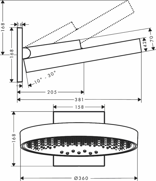 Верхний душ Hansgrohe Rainfinity 26234000 Хром