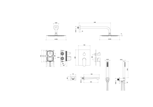 Set 4 в 1 душевой комплект AQUATEK AQ1273CR ОБЕРОН