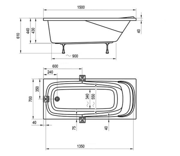 Акриловая ванна Ravak Vanda II 150x70 CO11000000