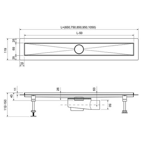 Душевой лоток Timo Drain System 80 DS230208/01 с решеткой Сатин / под плитку