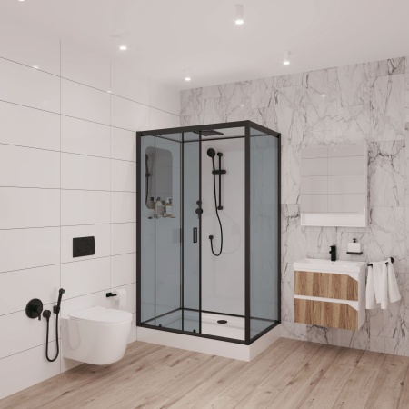 Душ.каб. NG-6912-01QR BLACK (1200х800х2100) низкий поддон (16 см) стекло ТОНИРОВАННОЕ, 4 места