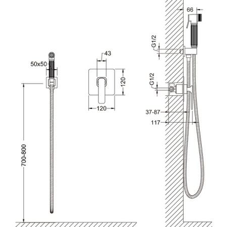Гигиенический душ со смесителем Timo Torne 4389/17SM Золотой