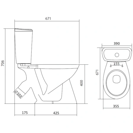 Унитаз-компакт с сиденьем полипропилен Santek Бриз 1.WH20.2.569