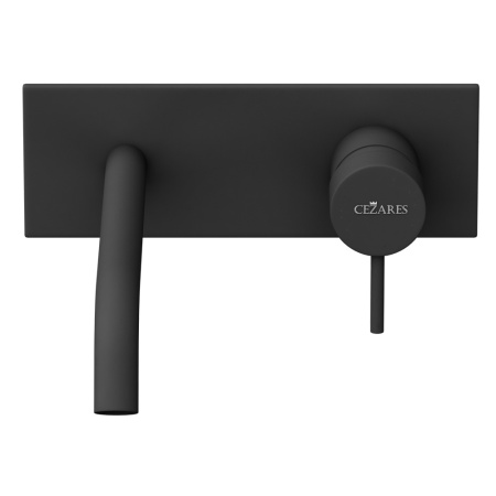 Смеситель CEZARES "LEAF", встраиваемый, черный, матовый, для раковины