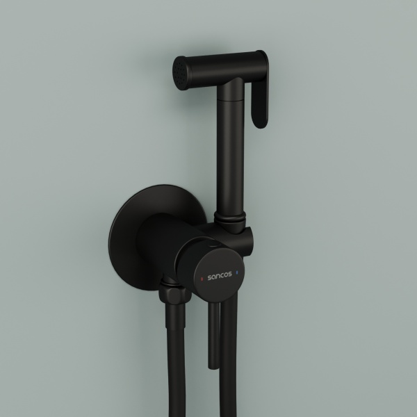 SC1001MB Гигиенический душ SANCOS Start со смесителем, цвет черный матовый