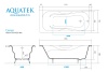 Ванна чугунная эмалированная AQUATEK AQ8050FH-00 ГАММА 1500x750 мм в комплекте с 4-мя ножками без ручек
