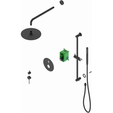Душевой комплект Timo Saona SX-2309/03SM 250 мм, со смесителем, черный матовый