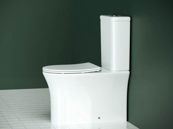 CN1904-B Напольная пристенная безободковая чаша унитаза STAR Rimless c горизонтальным выпуском