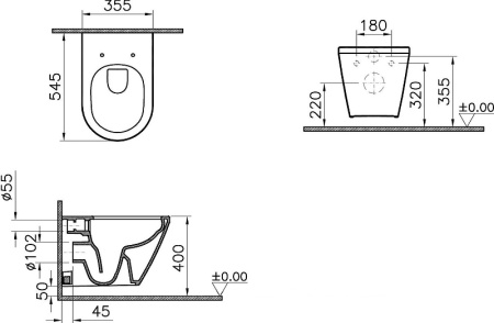 Комплект унитаза с инсталляцией Vitra Integra Round 9856B003-7205 с сиденьем Микролифт и клавишей смыва Хром глянцевый