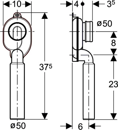 Сифон для писсуара GEBERIT 152.951.11.1 вертикальный выпуск D50 (белый)