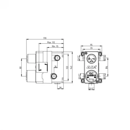 Скрытая часть для смесителя E.C.A. 102166301EX на 3 режима