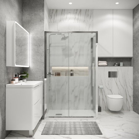 Душ.ограждение 120.K33.02.1090.10.02 Cosmo (100*90*195) хром, стекло шиншилла, 2 места