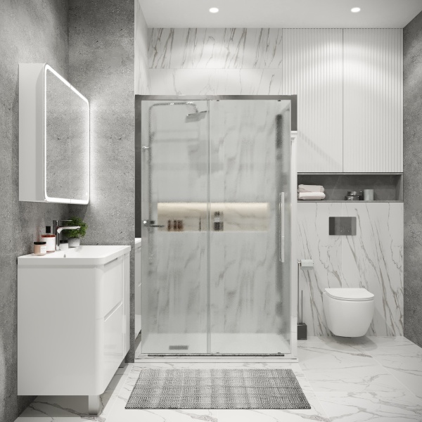 Душ.ограждение 120.K33.02.1090.10.02 Cosmo (100*90*195) хром, стекло шиншилла, 2 места