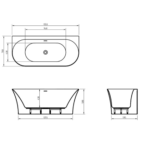 Акриловая ванна BelBagno 155x70 BB711-1550-700 без гидромассажа