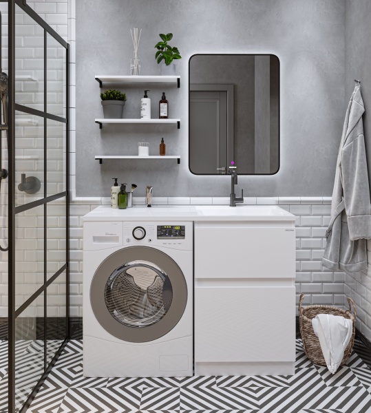 Раковина "МАРСАЛ-120 см" правая белая + кронштейн