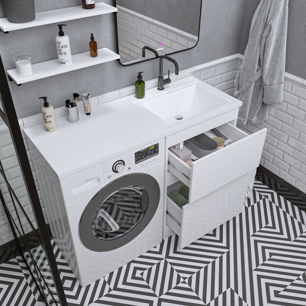 Раковина "МАРСАЛ-120 см" правая белая + кронштейн